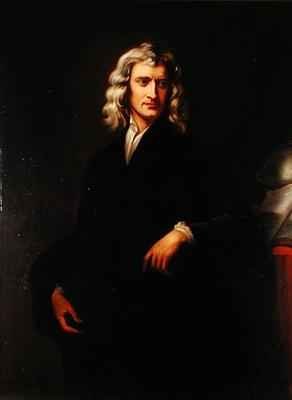Portrait of Sir Isaac Newton 1642-1727 after an original painting by Sir Godfrey Kneller 1646-1723
