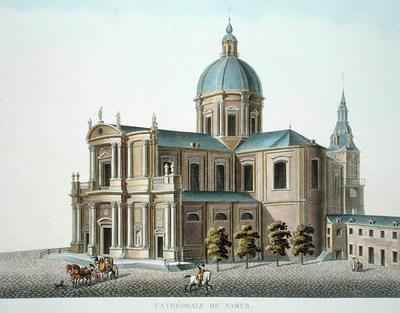 Cathedral of Namur from Choix des Monuments Edifices et Maisons les plus remarquables du Royaume des Pays Bas