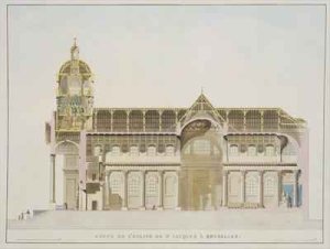 Cross Section of the Church of St Jacques Brussels from Choix des Monuments Edifices et Maisons les plus remarquables du Royaume des Pays Bas