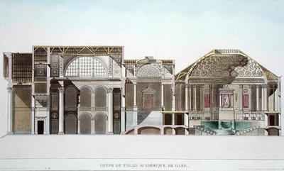 Cross Section of the Palais Academique at Ghent from Choix des Monuments Edifices et Maisons les plus remarquables du Royaume des Pays Bas