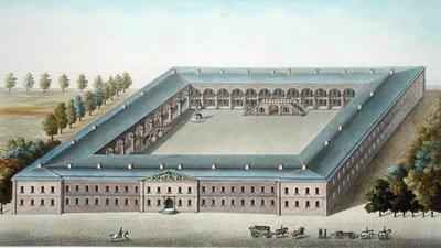 Infantry Barracks at Ypres from Choix des Monuments Edifices et Maisons les plus remarquables du Royaume des Pays Bas