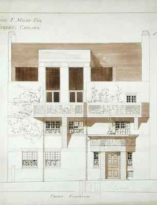 Front Elevation of Studio and House for Frank Miles 1852-91 Tite Street Chelsea