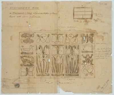 Design for Stationery Box in Macassar Ebony inlaid with Mother of Pearl