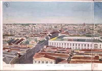 Panorama of Moscow depicting the former market square and Stock Exchange in Gostiny Dvor