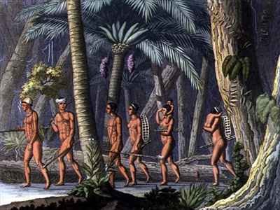 Native American Puri Tribesmen in their Forest