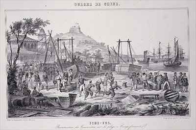 Reassembling Gunboats on the Beach of Tche Fou from The War in China