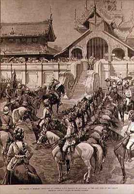 Our Troops in Burmah Reception of General F Roberts in Mandalay at the East Gate of the Palace