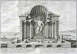 Statue of Olympian Zeus made by Phidias in gold and ivory drawn after Pausaniass exact description