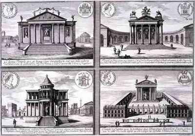 View of Four Temples taken from Roman Coins