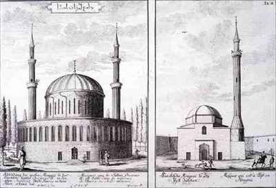 View of a Mosque in Bursa and a Mosque in Hungary