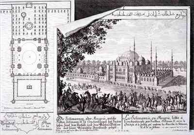 Plan and View of the Suleymaniye Mosque Istanbul