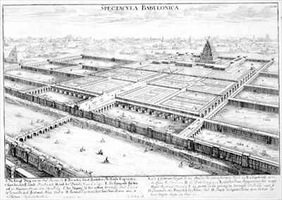 View of Ancient Babylon showing the Hanging Gardens and the Temple of Jupiter Belus
