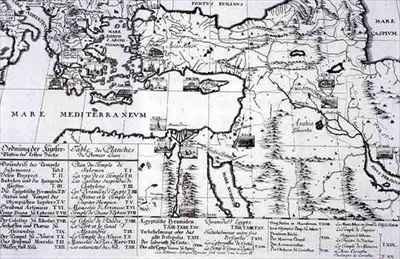 Map of Locations cited in the First Book of Entwurf einer historischen Architektur