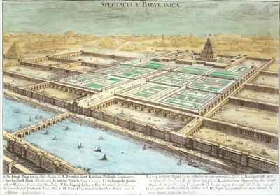 View of Ancient Babylon showing the Hanging Gardens and the Temple of Jupiter Belus 2