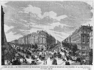 Paris in 1878 Boulevard Haussmann extended between Boulevard des Italiens and rue Taitbout