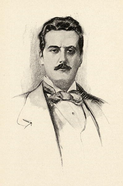 Giacomo Puccini 1858-1924 illustration from The Lure of Music by Olin Downes