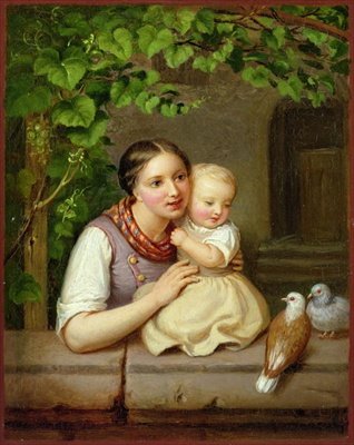 Mother with Child and Two Doves