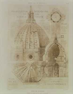 Plan Section and Elevation of Florence Cathedral from Fragments dArchitecture du Moyen Age et de la Renaissance