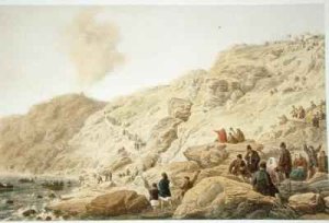 Cliffs at Foilhummerum Bay Valentia point of landing of shore end of cable