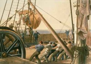 Preparing to launch one of the large buoys