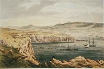 View of Port Magee Valentia from the heights of Cora Beg HMS Caroline laying the shore end of the cable