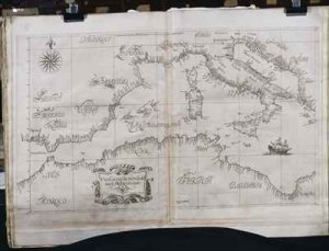 View of Port Magee Valentia from the heights of Cora Beg HMS Caroline laying the shore end of the cable