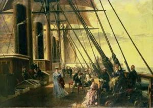 From Sheerness to Valentia a group of figures on board the Great Eastern at the beginning of the Transatlantic cable laying voyage of 1865