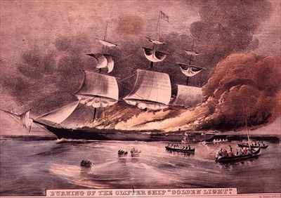 Burning of the Clipper Ship Golden Light