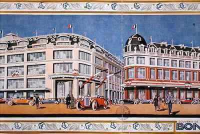 Poster commemorating reminding the inauguration of the new Le Bon Marche stores