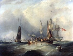 A Man o War and Fishing Boats off Southsea