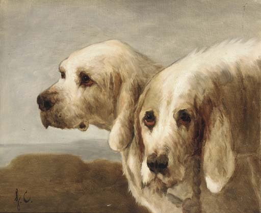 Two dogs in a landscape