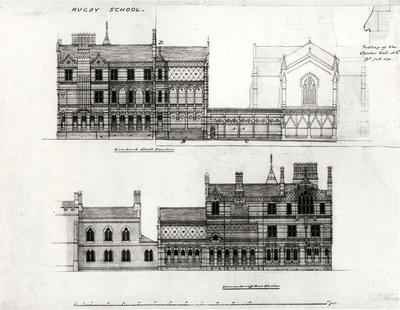 West and North Elevations, New School, Rugby School