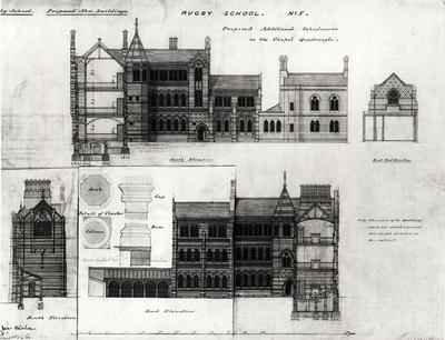 South Elevation and East Elevation, New School, Rugby School