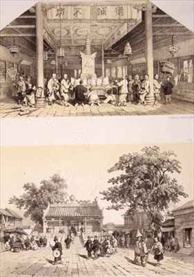 Interior of the Temple of Buddha and a Little Square in the Suburbs of Canton