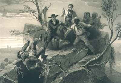 The Fight Between George and Tom Loker, plate 8 from 'Uncle Tom's Cabin'