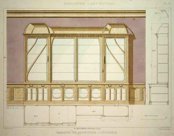 Design for a pastry shop display cabinet