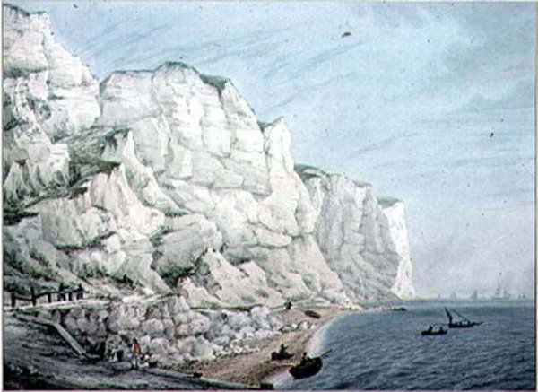 Study of Cliffs Sailing Vessels in the Offing and Small Boats with Figures near Shore
