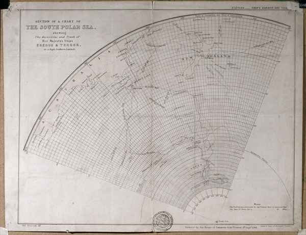 Chart showing the discoveries and track of Her Majesty's ships 'Erebus' and 'Terror' in a high southern latitude (Antarctica)