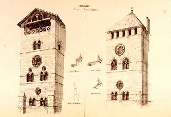 Fragments of Baronial Residences, Cahors, France, from 'Examples of the Municipal, Commercial, and Street Architecture of France and Italy from the 12th to the 15th Century'