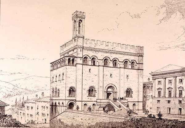 Palazzo del Comune, Gubbio, Italy, from 'Examples of the Municipal, Commercial, and Street Architecture of France and Italy from the 12th to the 15th Century'