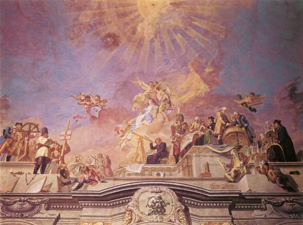 The Four Faculties detail- geography, mechanics 1781