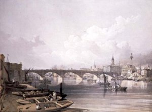 London Bridge, from above the bridge, engraved by William Simpson (1823-99), pub. 1852 by Lloyd Bros. & Co.