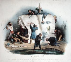 Literary Criticism, caricature of literary critics removing passages from books that displease them, c.1830