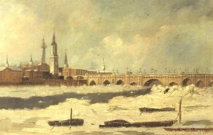 Old London Bridge during the Frost of 1795-96