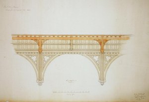 New College Oxford Design for New Hall Roof, 1865