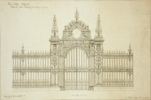 New College Oxford Proposed Gates and Railing for Entrance to Garden, 1874 2