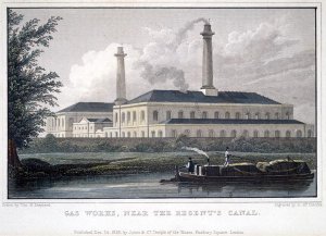 Gas Works, near the Regents Canal, engraved by A. McClatchie, 1828