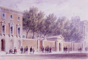 The New Entrance to Grocers Hall, Princes Street, opposite the Bank. Erected 1842