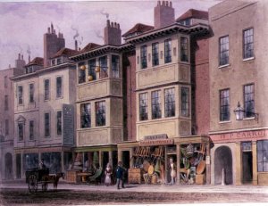 Crace XXVII-134 Old Houses on the East Side of Grays Inn Lane, looking North from Holborn