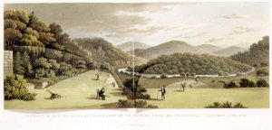 General View from the South and East Fronts of the Cottage at Endsleigh, Devon Before from Fragments on the Theory and Practice of Landscape Gardening, pub. 1816